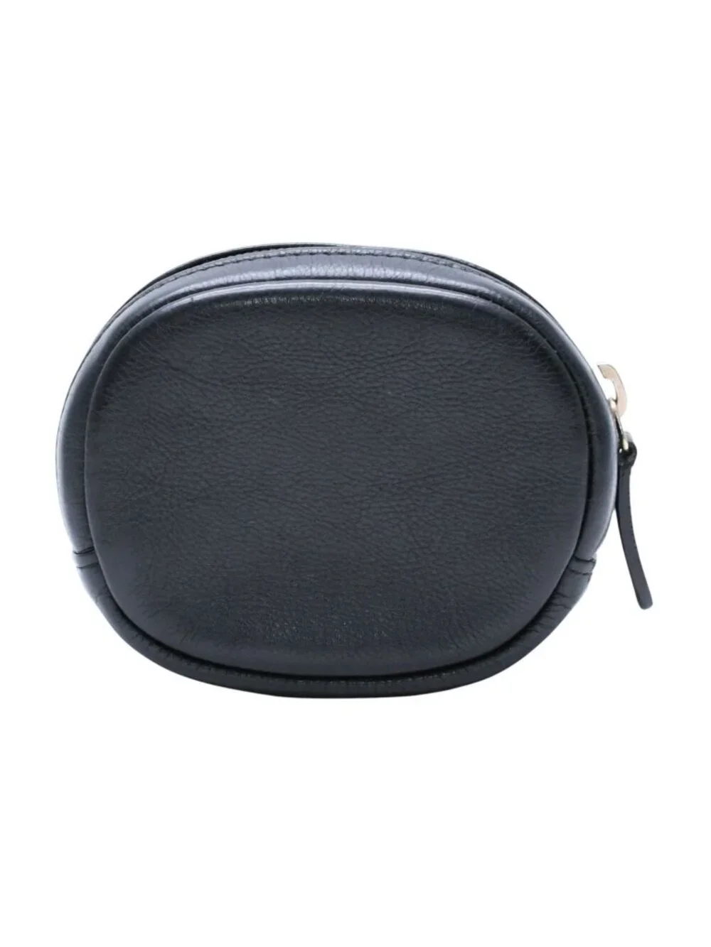 Chanel Coin Purse CC Logo Round Leather Black Gold